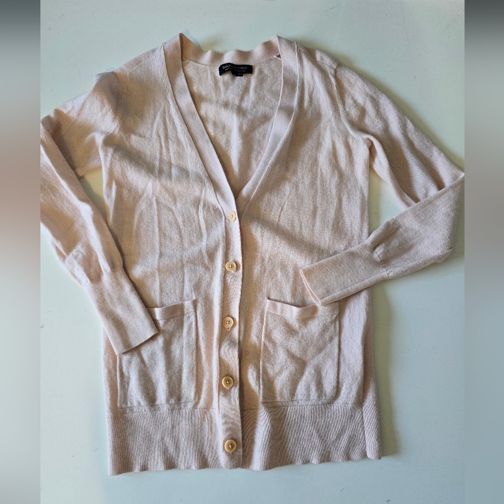 Banana Republic Merino Wool Cardigan Powder Puff Pink S